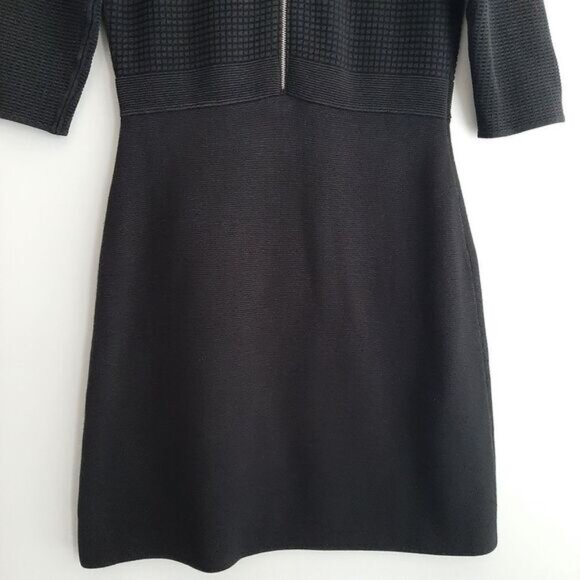 TALBOTS Sweater Textured Fine Knit V-Neck Dress Black Sz M P - Picture 12 of 15